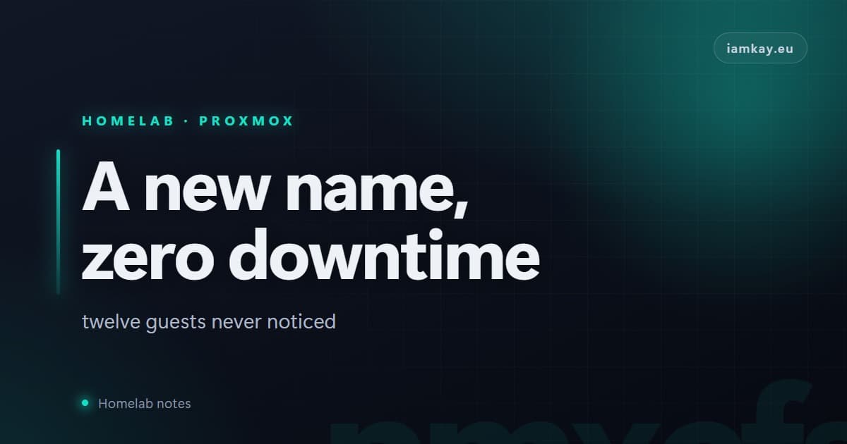 I renamed a live Proxmox node and twelve guests never noticed